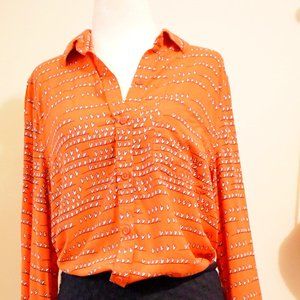 Beach Lunch Lounge Orange Hearts Button Shirt